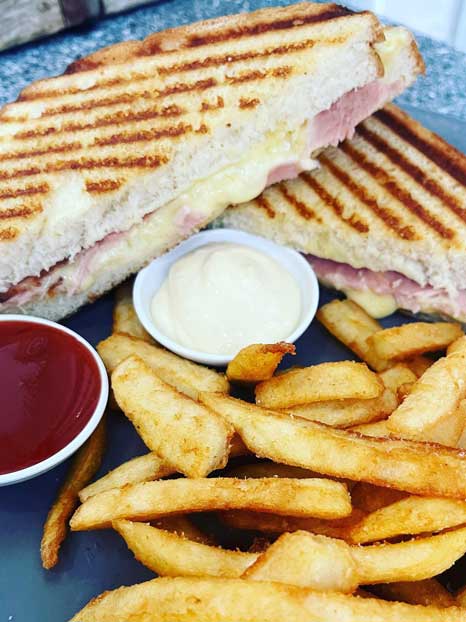 HAM & CHEESE TOASTED SANDWICH with chips